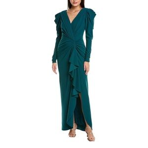 Tadashi Shoji Long Sleeve Ruffle Gown
